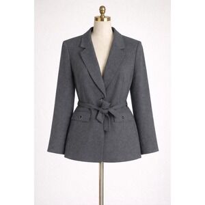 Vintage Y2K Le Suit Petite 10P Gray Pant Suit Set Career Office 2-Piece